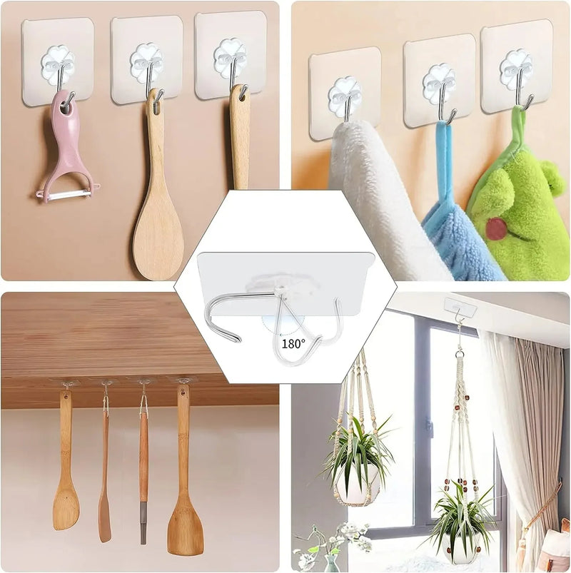 Kit de ganchos transparentes sem rastros
