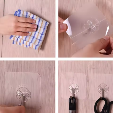Kit de ganchos transparentes sem rastros